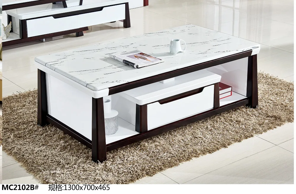 

MC2102B Modern living room furniture marble top tea table coffee table with drawer