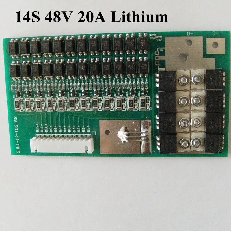 Блок литиевых батарей BMS для электродвигателя 14S 48V 20A аккумуляторов 48v полимерные