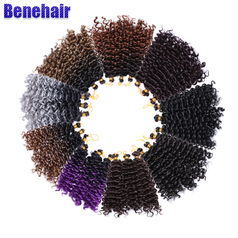 Benahair 8 дюймов кудряшки косички Омбре кудрявая завивка плетение волос волна воды
