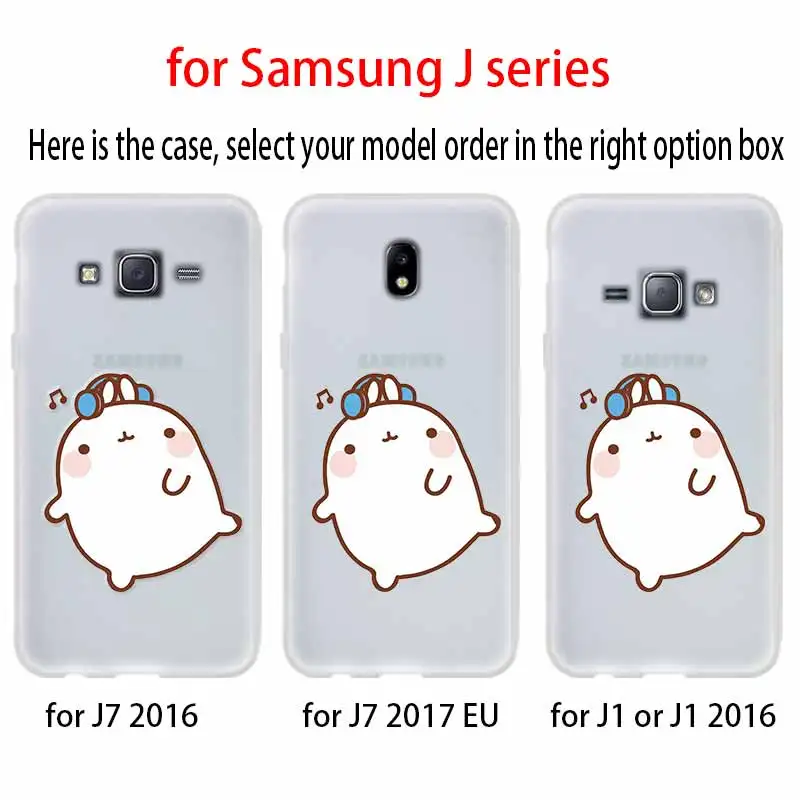 Милый милый чехол Molang в виде кроликов для Samsung J8 J4 J6 Plus 2018 J5 J3 J7 2017 телефона Prime EU 2016 |