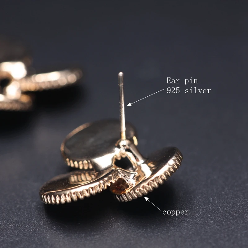 New Colorful Cloth Fabric Gold Color copper Round Stud Earrings for women gift van gogh artistically aware Party Earring Jewelry | Украшения