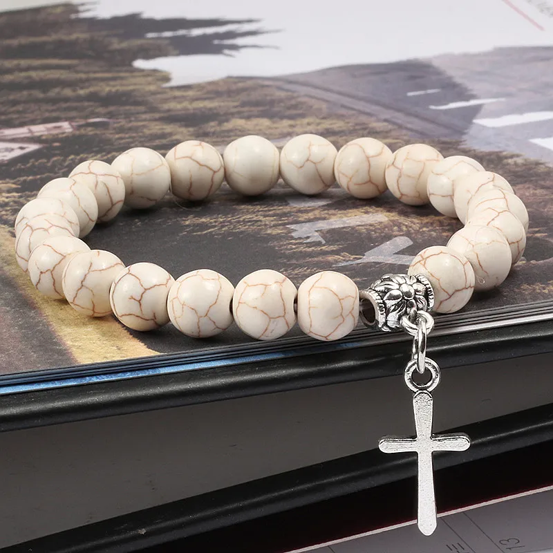 Браслеты с натуральным камнем меч кулон бусы браслет медитация эластичность