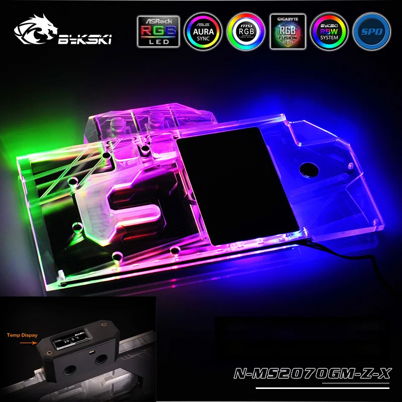 Bykski N MS2070GM Z XVGA полностью покрытый блок водяного охлаждения с RGB светом для MSI GeForce