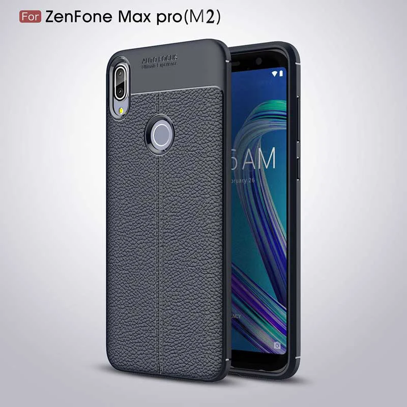 Чехол для телефона s для Asus Zenfone Max Pro M2 ZB631KL, мягкая кожа, текстура, полная защита, чехол на Max Pro M 2 ZB633KL Coque - Цвет: Blue