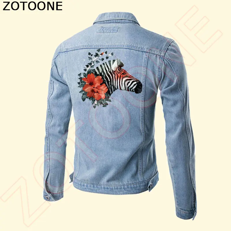 ZOTOONE Watercolor Flower Zebra Iron on Patches for Clothes Iron-on Transfers Heat A-level Washable Stickers Appliques C | Дом и сад