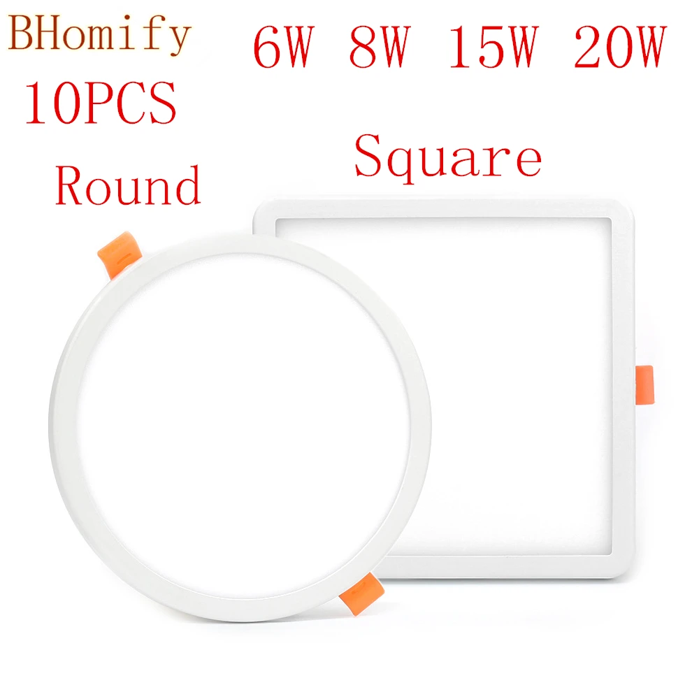 Ultra Thin Round LED Panel Light 6W 8W 15W 20W AC85-265V Aluminum Ceiling Recessed Downlight open hole adjustable open hole