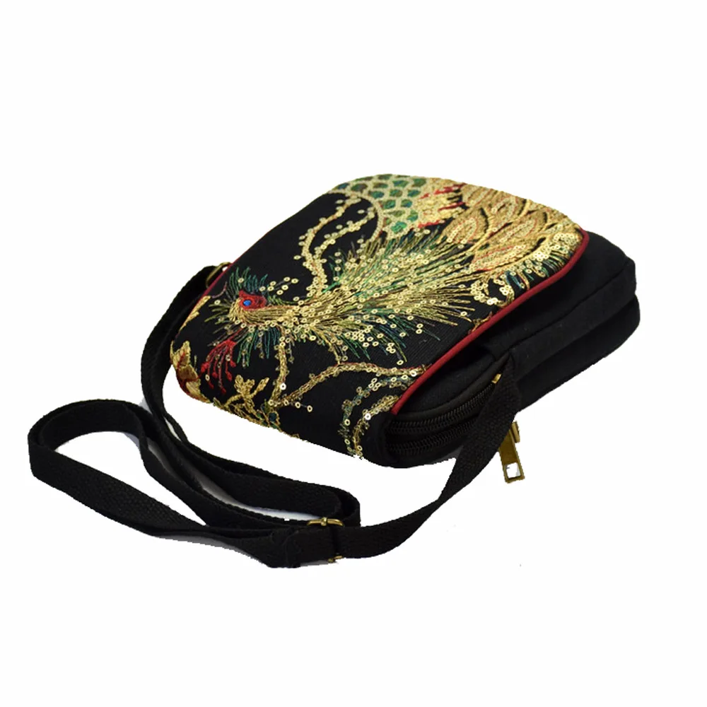 Женская сумка мессенджер в этническом стиле винтажная тканевая на плечо с