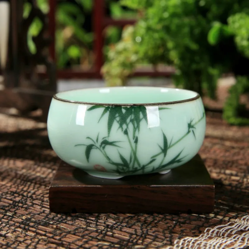 Китайский фарфор Longquan Celadon, китайские чашки с золотой рыбкой, 60 мл, кунг-фу, чайный горшок с краклом, китайские чашки, подарки