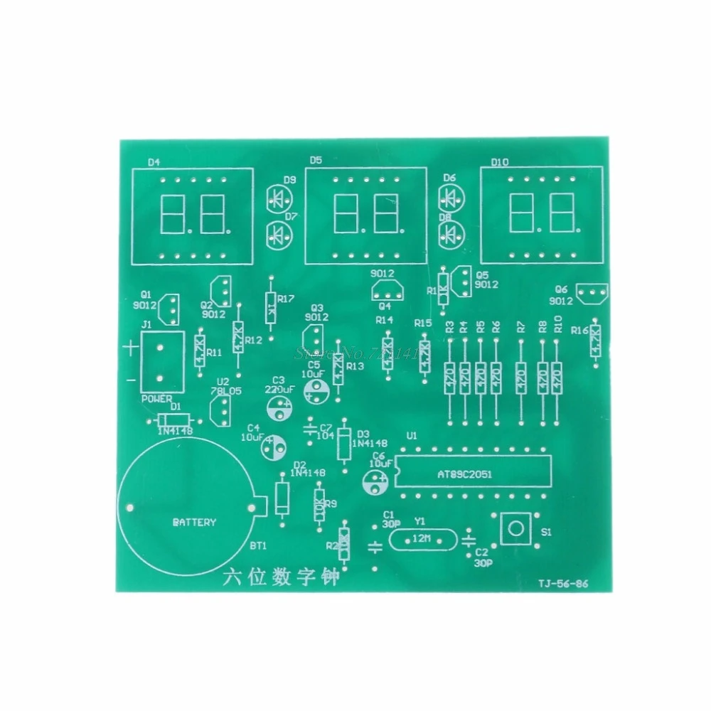 5V AT89C2051 шесть светодиодный светодиодных электронных часов 51 MCU компонентов DIY