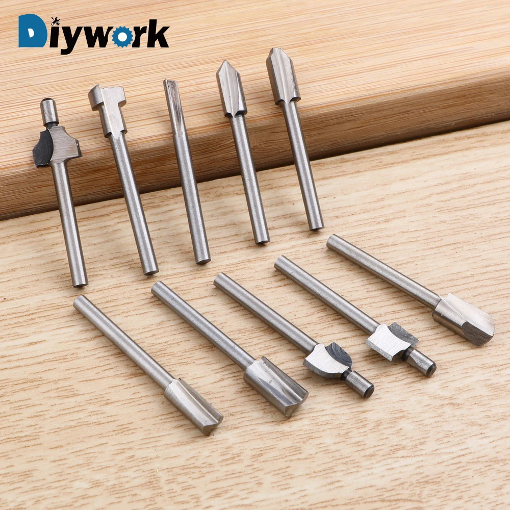 DIYWORK 10 шт./компл. Dremel Поворотный Комплект гравировальный станок Электрический фрезерный станок деревообрабатывающий резак полировка фрезеровка резак подходит
