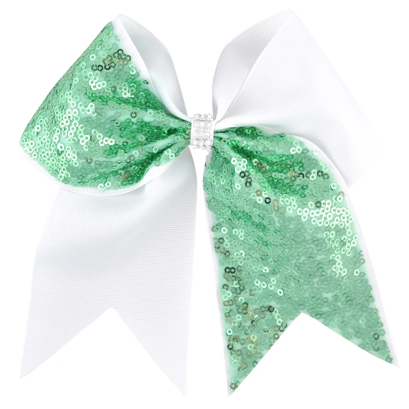 7 дюймов Большой Cheer лук Девушки Бутик аксессуаров для волос шпильки Заколки Модные Лоскутные бантики для волос с пайетками детские головные уборы