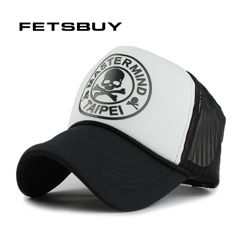 FETSBUY повседневная унисекс с черепом сетчатая бейсболка летняя кепка Snapback Gorras Planas