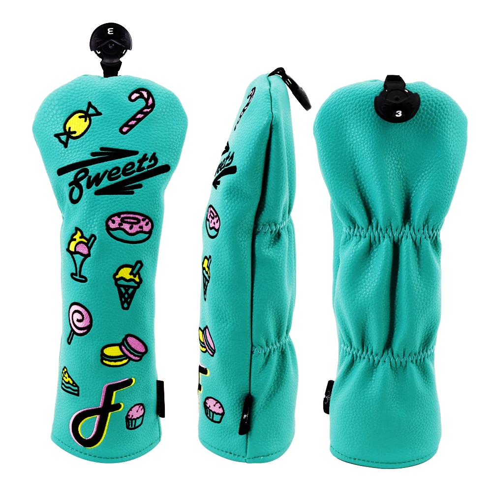 

Big Teeth Golf Wood Headcover Fairway PU Leather Dessert Embroidery