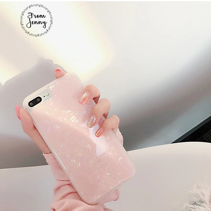 FromJenny Foil Bling Paillette Phone Cases For iPhone 8 7 6 6S Plus X Case White Conch Shell Fashion Plastic Coque Cover HOT |