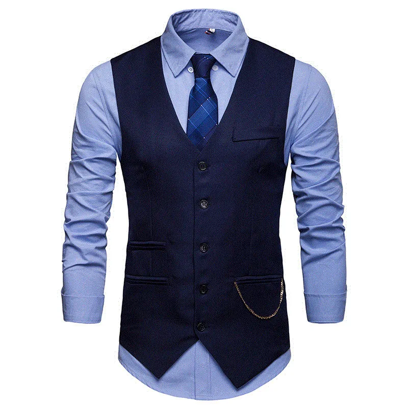 

2019 New Arrival brand Formal Business Dress Vests Slim Fit Mens Suit Vest Male Waistcoat Casual Sleeveless high quality Jacket