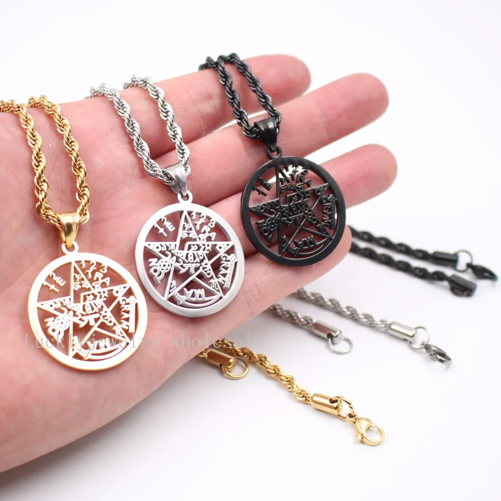 Рождественские подарки Золотая черная религиозная пентаграмма из нержавеющей