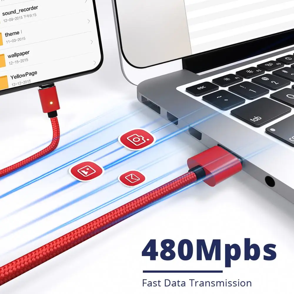 Магнитный кабель ANMONE Micro USB Type C 1 м 2 в нейлоновой оплетке провод для быстрой