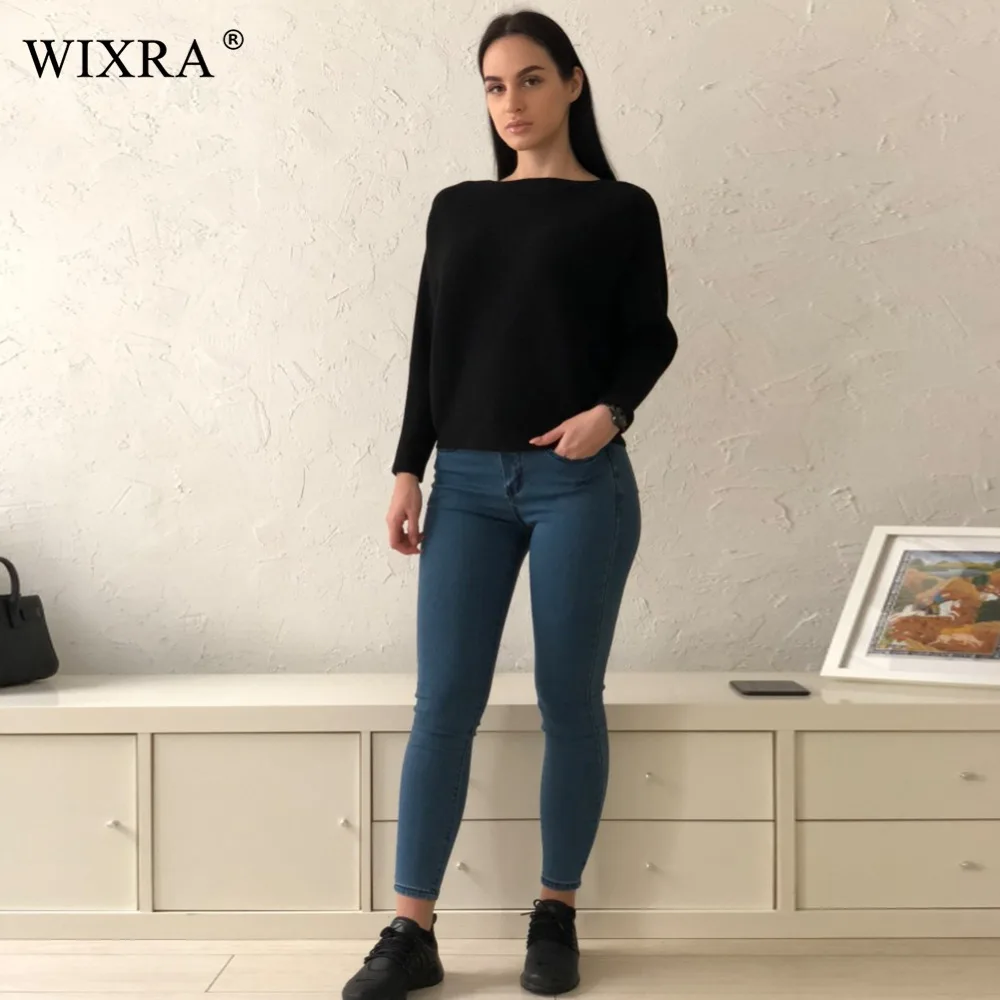 Женский базовый пуловер Wixra модный Свободный с вырезом лодочкой и рукавом