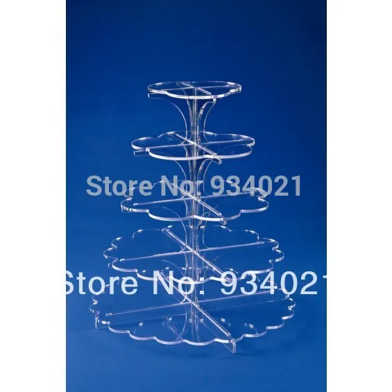 

Clear 5 Tiers Acrylic Stands Flower Cake Display Stands/Perspex Cupcake Stands wedding decoration