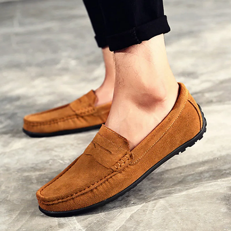 Men Casual Shoes Fashion Male Suede Leather Loafers leisure Moccasins Slip On Men's driving Flats Plus Size 47 | Обувь