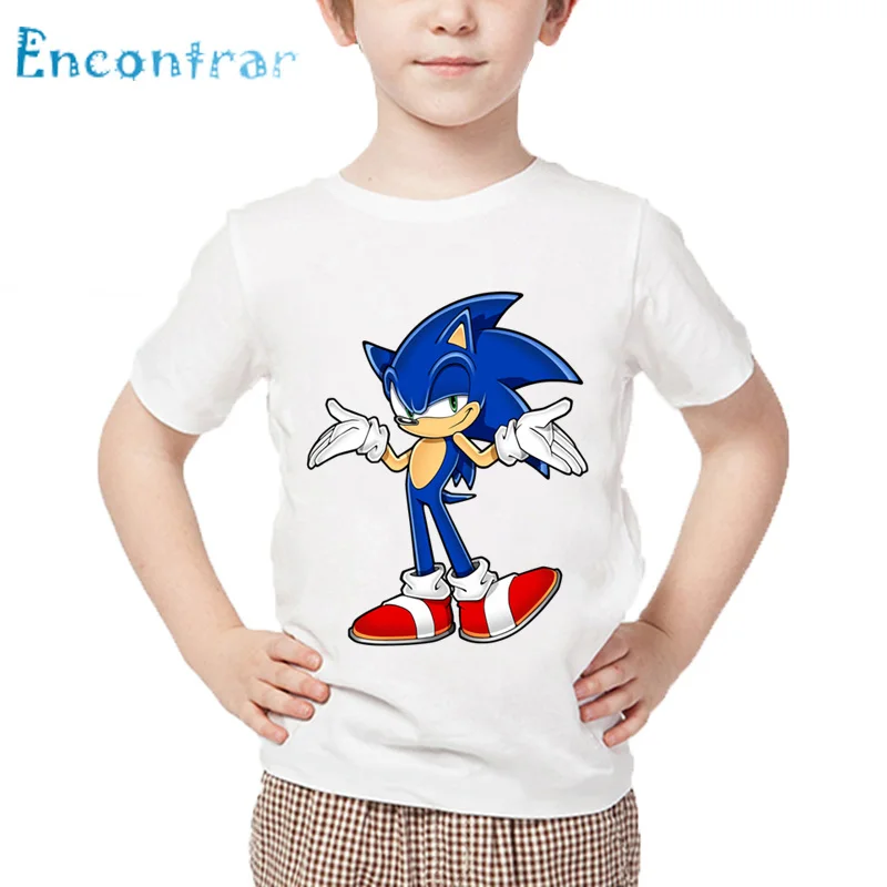 Дети мультфильм печати Sonic The Hedgehog Смешные футболка для маленьких мальчиков
