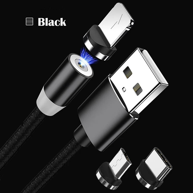 Магнитный зарядный кабель AIXTON 1 м Micro USB для iPhone XR XS Max X Type-C светодиодный провод |