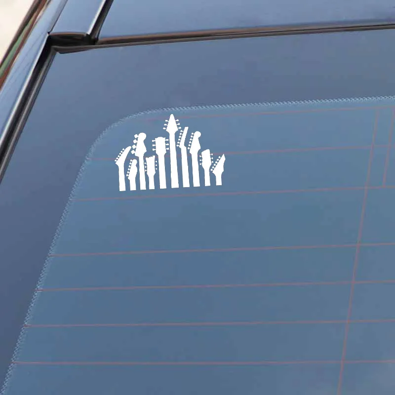 YJZT 14.1CM*9.4CM Music Instrument Guitar Rock Vinly Black/Silver Car Sticker C22-0576 | Автомобили и мотоциклы