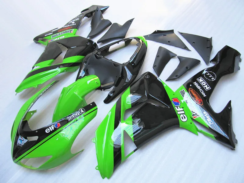 Новый комплект обтекателей для Kawasaki Ninja ZX10R 06 07 мотоциклов зеленого и черного