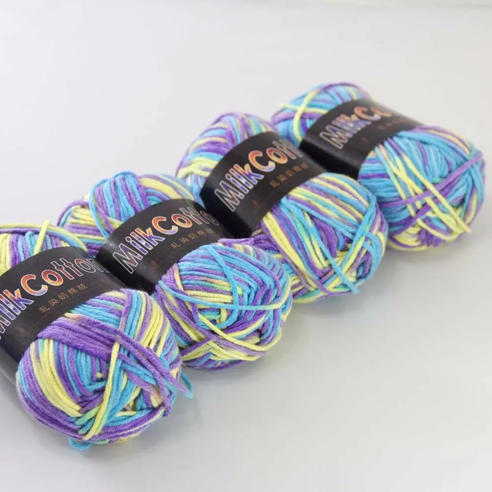 Multi Цвет 4Skeinsx50g Мягкий хлопок шерсть DIY носки шарф трикотаж Обёрточная бумага