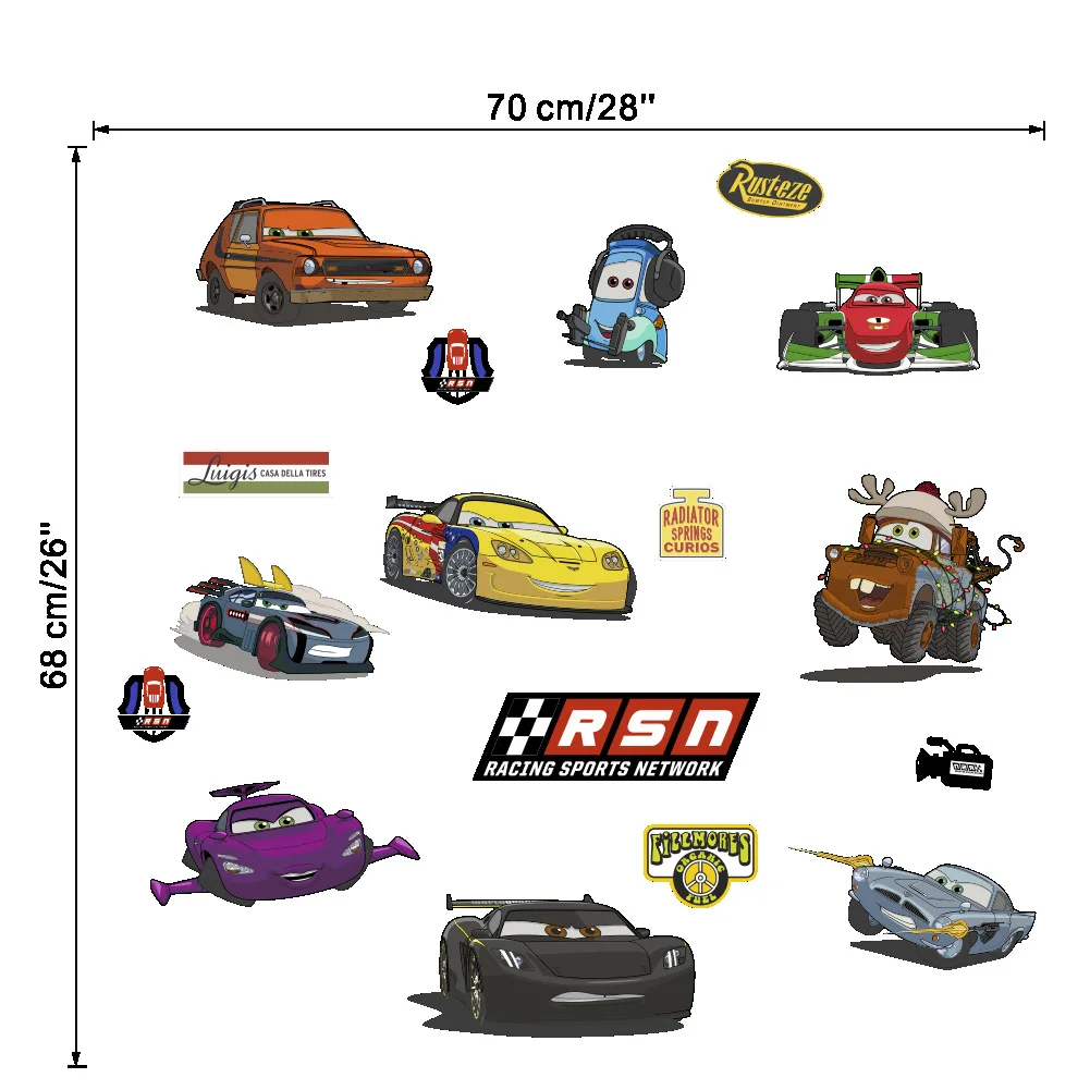 Disney car mobilization stickers children's room baby bedroom bedside background wall decoration PVC stickers