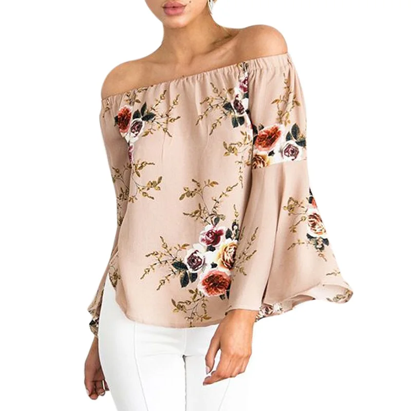 Новинка 2017 года с открытыми плечами шифоновая блузка рубашка женские пикантные