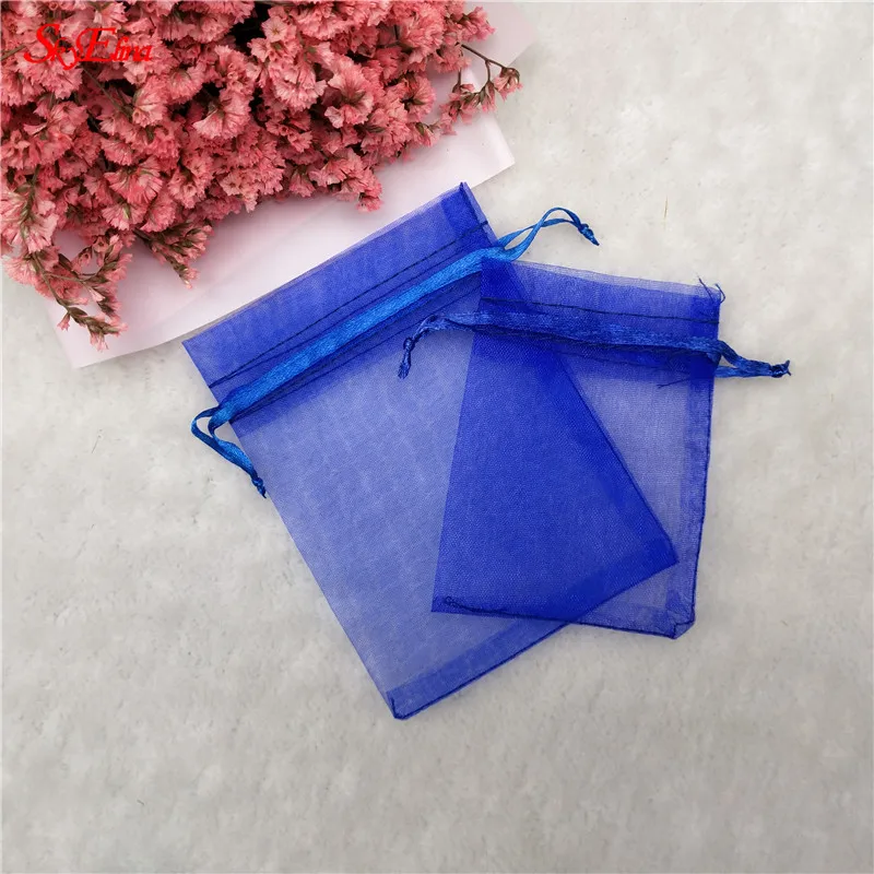 Royal blue 100 шт. сумки из органзы Ювелирные изделия из тюля упаковочные сумки Свадебные украшения Eugen пряжа мешок 7x9 10x15 13x18 17x23 30x40 см 5z - Цвет: Royal blue