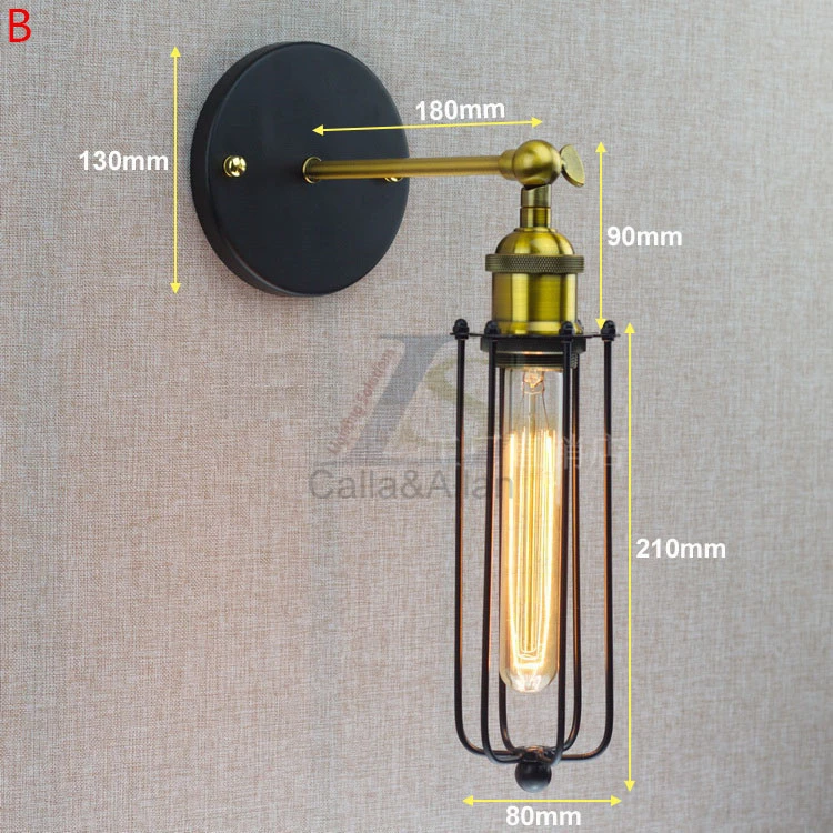 Железный черный абажур настенная лампа E27 винтажный металлический светильник