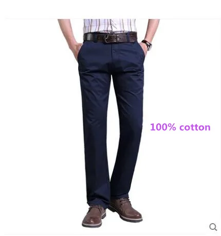 Новые модные высокое качество чисто мужские штаны из хлопка прямые длинные