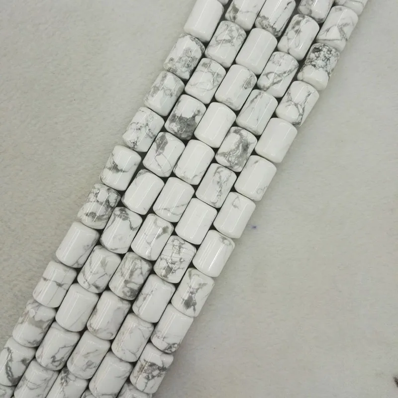 Оптовая продажа натуральный цилиндр howlite бусины из натурального камня Белые