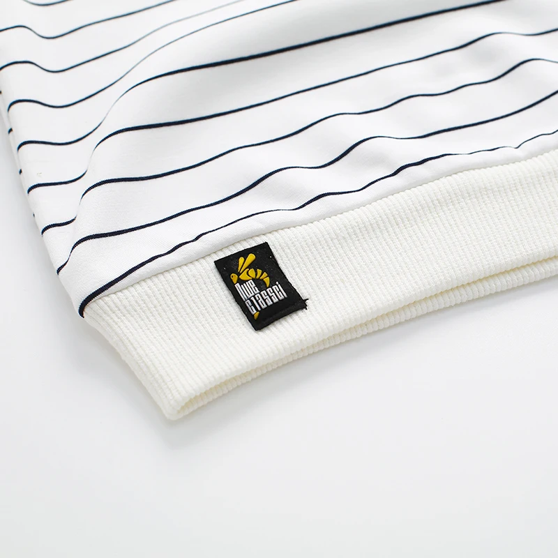 Зимняя флисовая детская футболка в полоску белая рубашка с длинными рукавами для