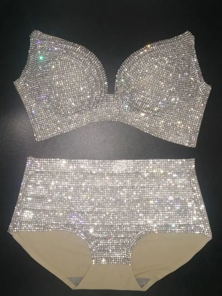 Vacation bikini set 2018 sexy women diamond swimwear push up rhinestone biquini bling stones lady bathing suit New hot |