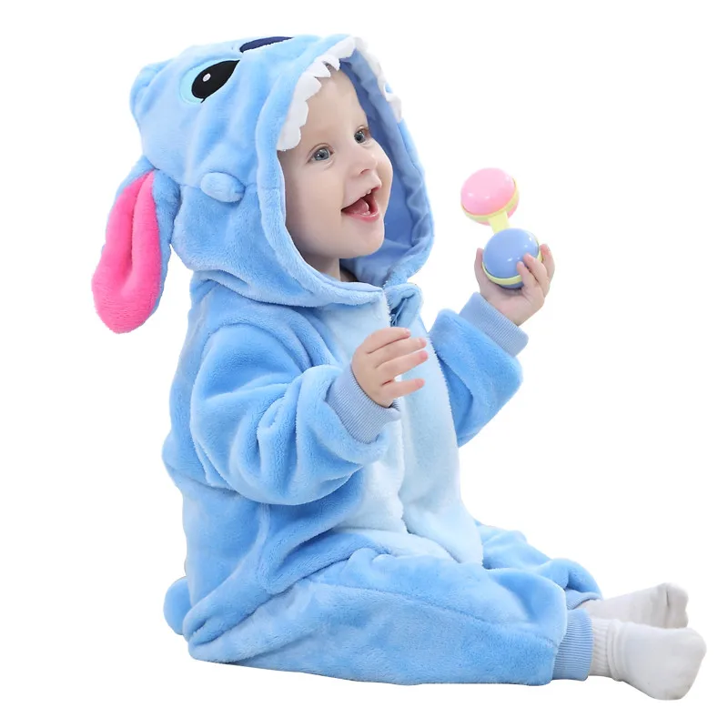 Stitch EOICIOI/Детский комбинезон; Одежда для новорожденных с изображением панды и кота; зимние комбинезоны с капюшоном; милая мягкая фланелевая импортная Одежда для новорожденных - Цвет: Stitch