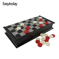 easytoday checkers magnetic folding checkerboard high quality plastic checkers games set 25cm25cm chess board friend gift