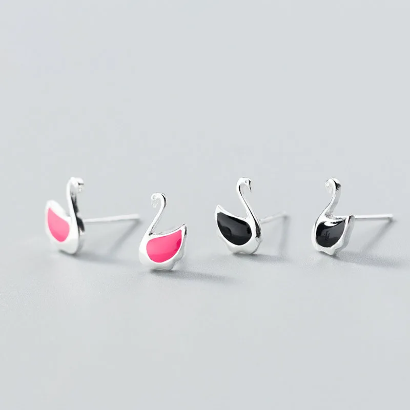 Популярные милые Лебеди уродливые утенок 925 стерлингового серебра шпильки серьги|Серьги| |