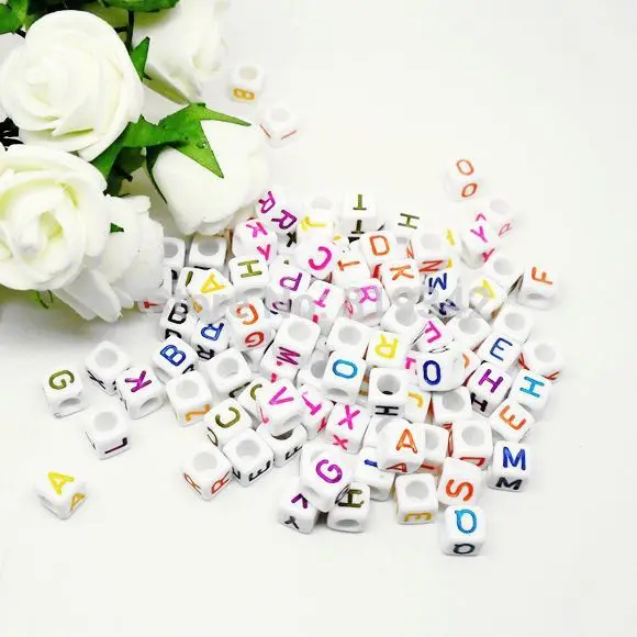 

free shipping 500pcs/lot 6x6mm Cube random mixed Alphabet /Letter "A-Z" Acrylic Beads Findings Wholesale