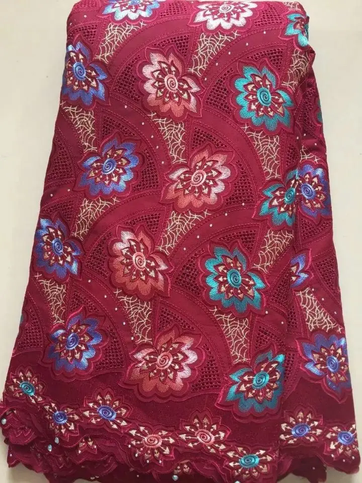 5Yards/pc Nice looking royal blue african cotton fabric and flower embroidery swiss voile lace for clothes LC7-1 | Дом и сад