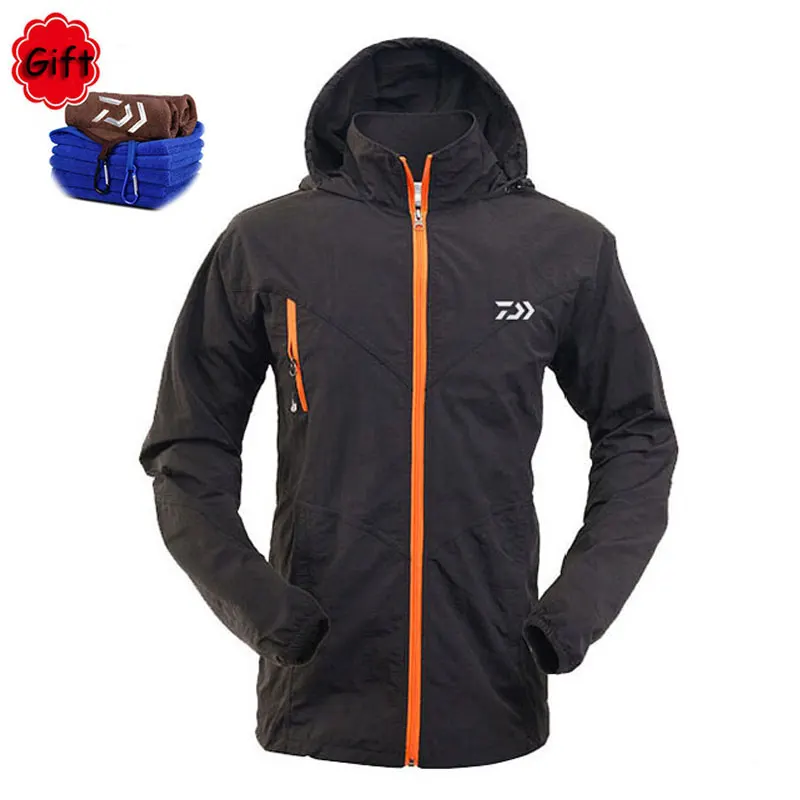 Black Coat Весенне-летняя одежда для рыбалки, Мужская дышащая одежда с защитой от солнца и УФ-лучей, спортивная одежда, рубашка для рыбалки, штаны, бесплатный подарок, полотенце - Цвет: Black Coat