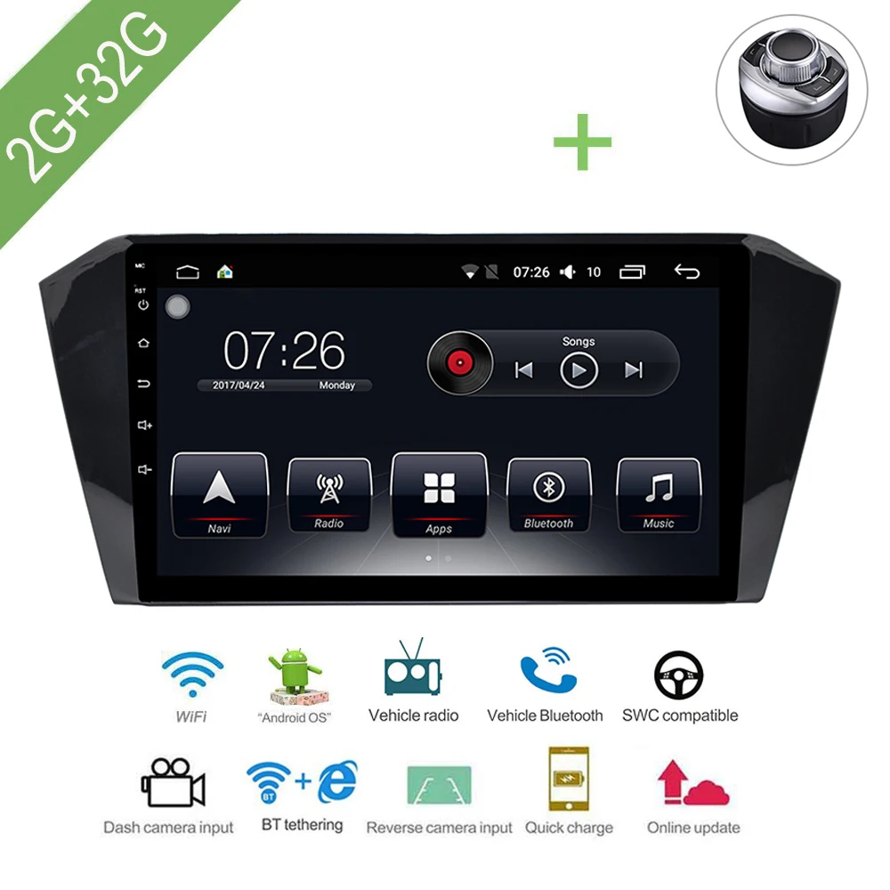 Автомобильный мультимедийный плеер 1 Din Android 7,1 автомобильный DVD для VW/Volkswagen Magotan/Passat B8 10," 2G/32G сенсорный экран автомобильный радиоприемник gps