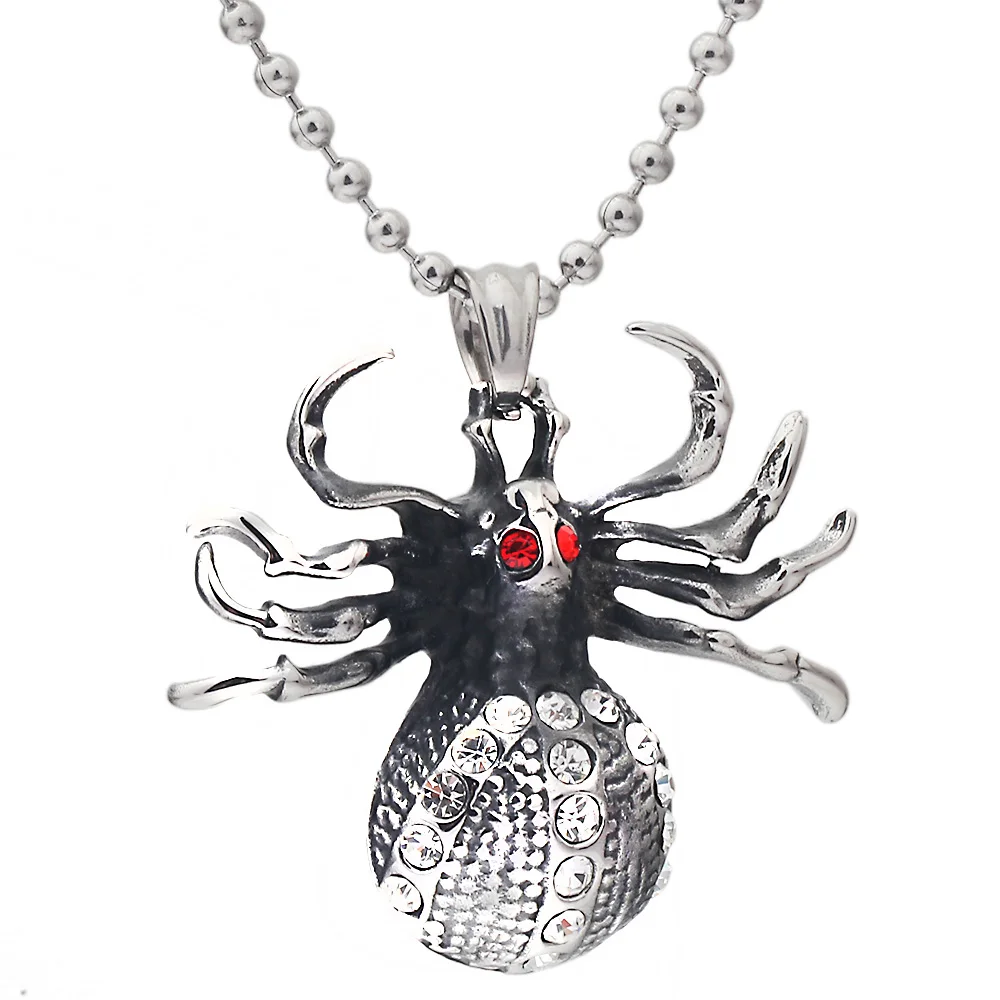 

Punk Male Stainless Steel Men's Necklace spider Pendant Retro Jewelry
