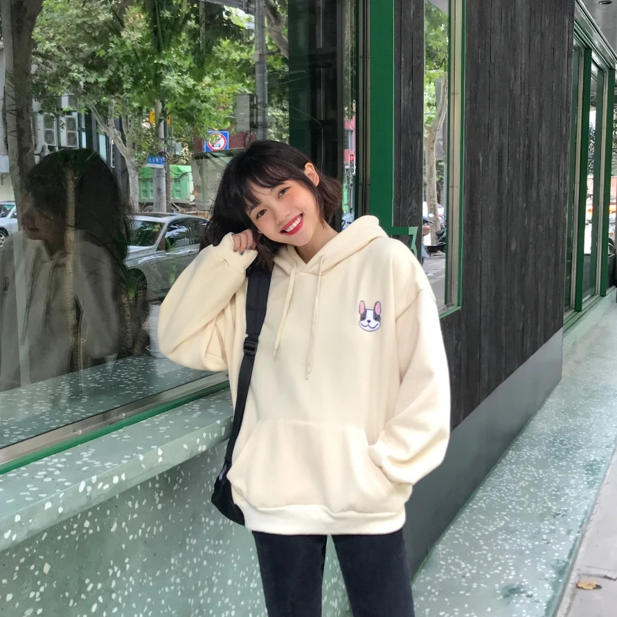 Женская Толстовка harajuku розовая толстовка с вышитым щенком из мультфильма