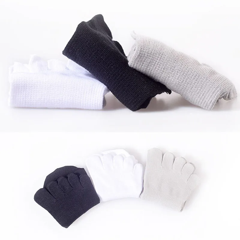 

Veridical 5 Pairs/Lot Combed Cotton Five Finger Socks Solid Compression Socks With ToesBlack White Athletic Man Short Socks
