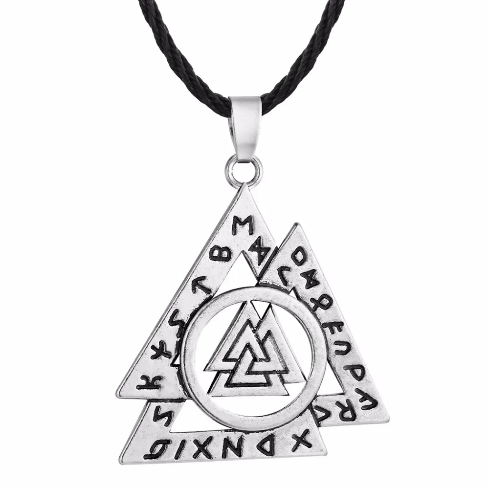 Ностальгия Valknut Odin символ викингов ожерелье скандинавские руны треугольные