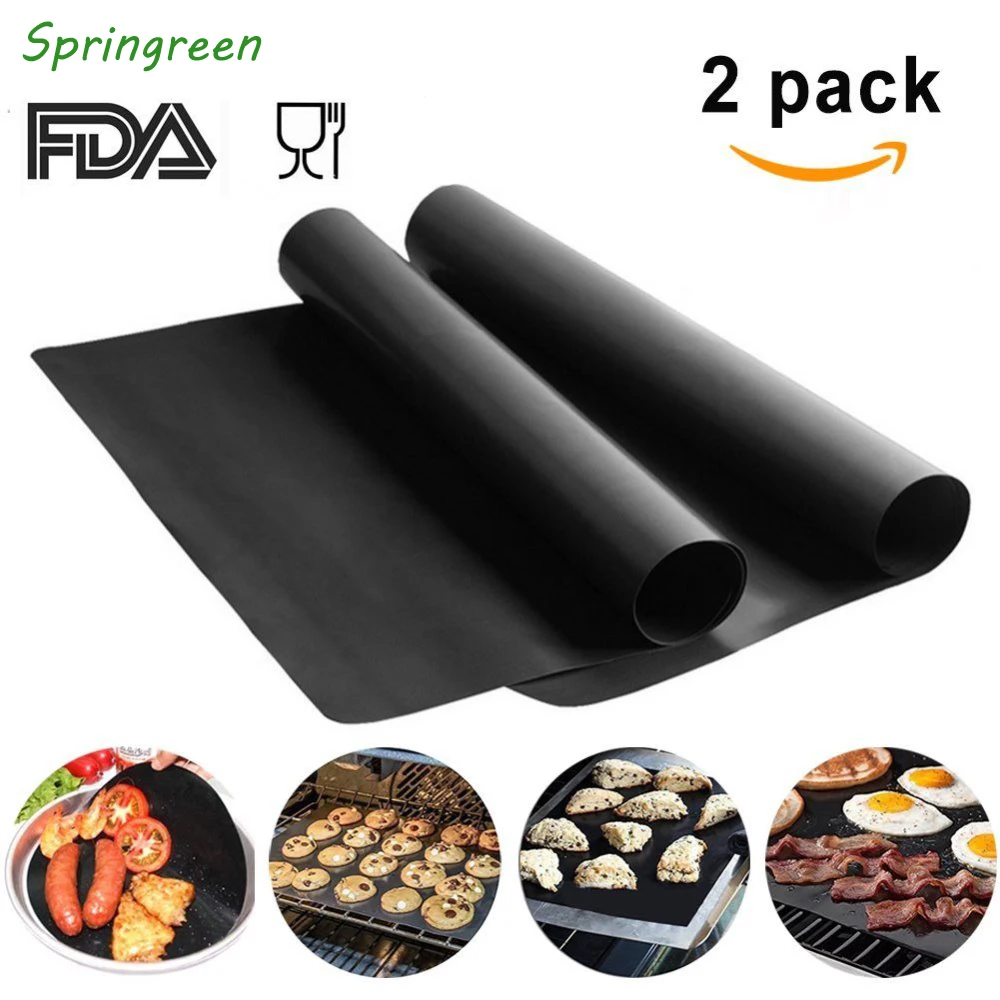Springreen 2 шт. 40*33 см Многоразовые антипригарные барбекю Гриль коврик для Pat PTFE