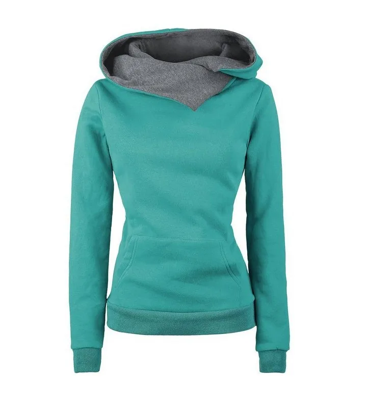 

Женская Повседневная однотонная спортивная одежда, толстые Топы с длинным рукавом, Спортивная толстовка с капюшоном и карманами-кенгуру, п...